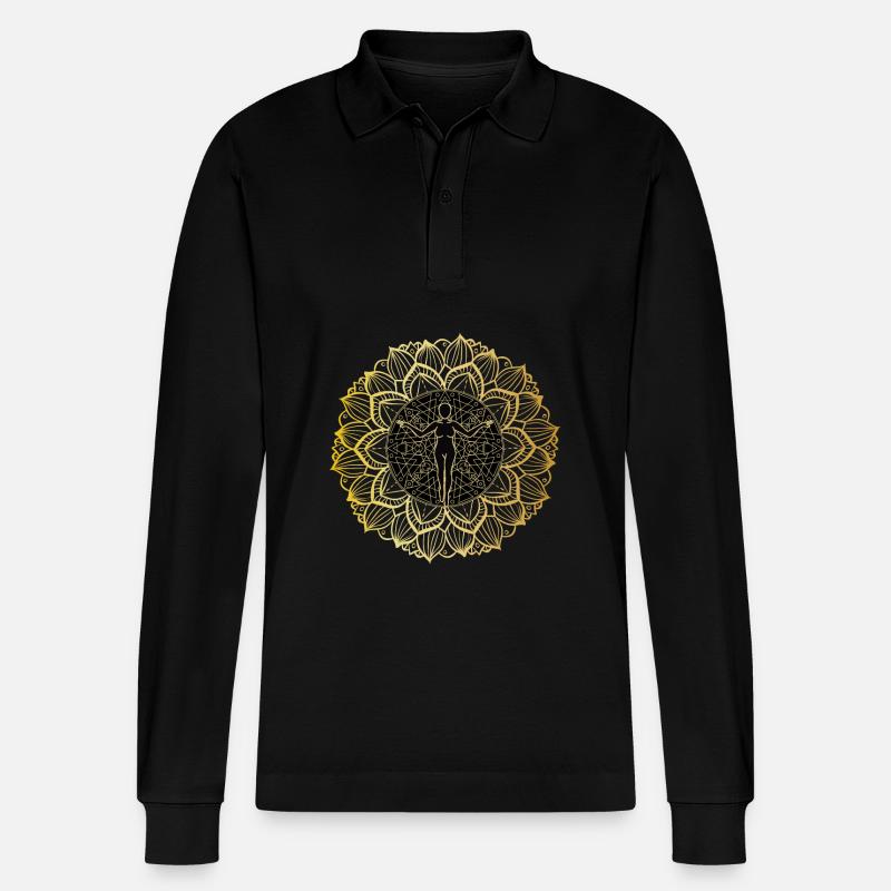 Psychedelisches Rave Design - Stanley/Stella Unisex Bio-Langarm-Poloshirt Prepster - Schwarz