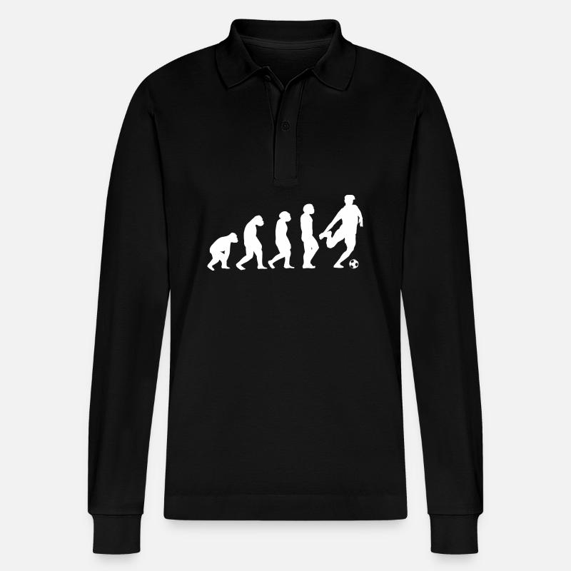 Fußballspieler Evolution Fußball - Stanley/Stella Unisex Bio-Langarm-Poloshirt Prepster - Schwarz