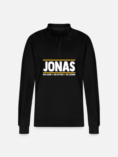 Jonas - Stanley/Stella Unisex Bio-Langarm-Poloshirt Prepster - Schwarz