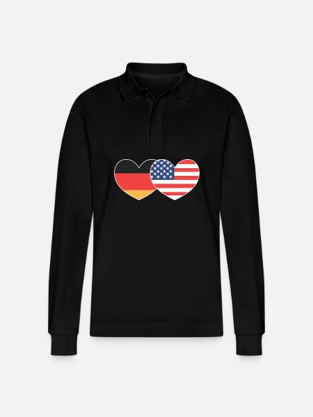 American German - Stanley/Stella Organic Unisex Long-Sleeved Polo Shirt Prepster - black