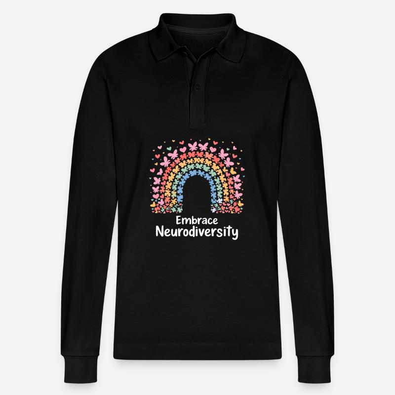 Umarme Neurodiversität - Stanley/Stella Unisex Bio-Langarm-Poloshirt Prepster - Schwarz