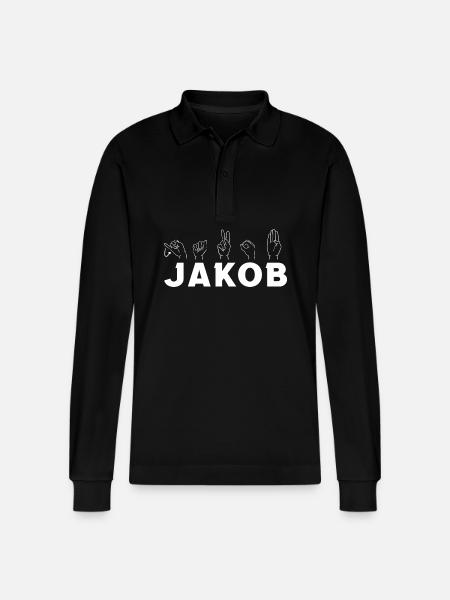 Sign language Jakob - Stanley/Stella Organic Unisex Long-Sleeved Polo Shirt Prepster - black
