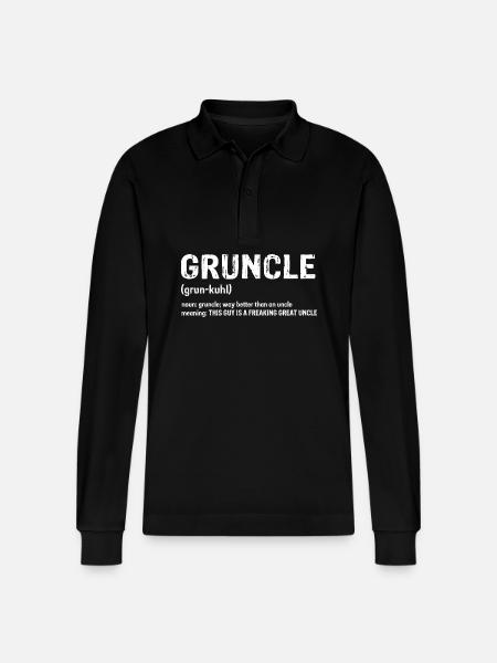 Gruncle for great uncle - Stanley/Stella Organic Unisex Long-Sleeved Polo Shirt Prepster - black
