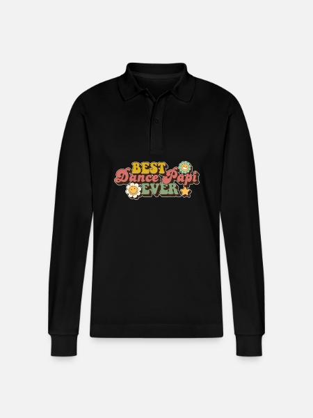 Best Dance Papi Ever Dad - Stanley/Stella Organic Unisex Long-Sleeved Polo Shirt Prepster - black