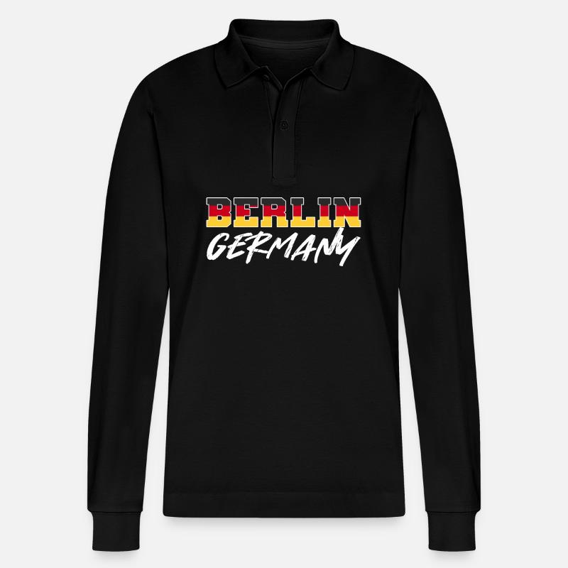 Deutschland Berlin - Stanley/Stella Unisex Bio-Langarm-Poloshirt Prepster - Schwarz