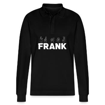 Sign language Frank - Stanley/Stella Organic Unisex Long-Sleeved Polo Shirt Prepster - black - Front - Anna (173cm) & Nico (186cm)