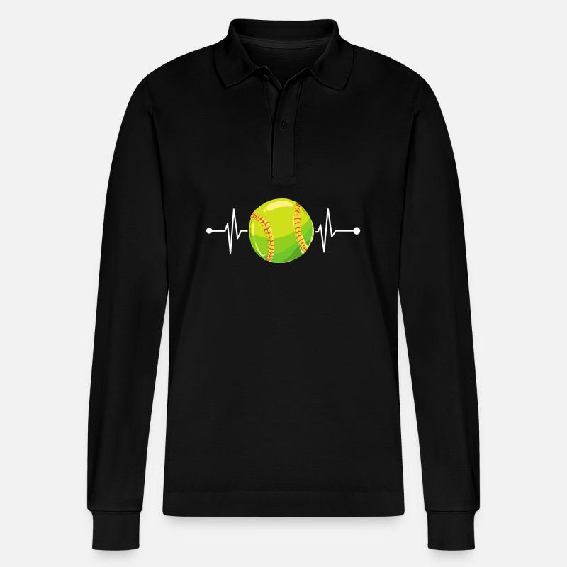 Softball Softball-Spieler - Stanley/Stella Unisex Bio-Langarm-Poloshirt Prepster - Schwarz