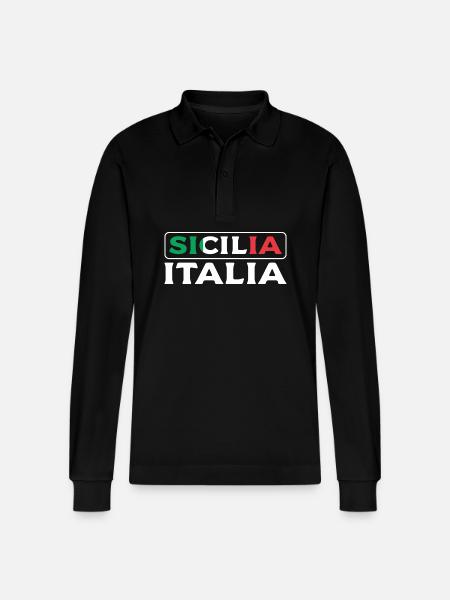 Italy Sicily - Stanley/Stella Organic Unisex Long-Sleeved Polo Shirt Prepster - black