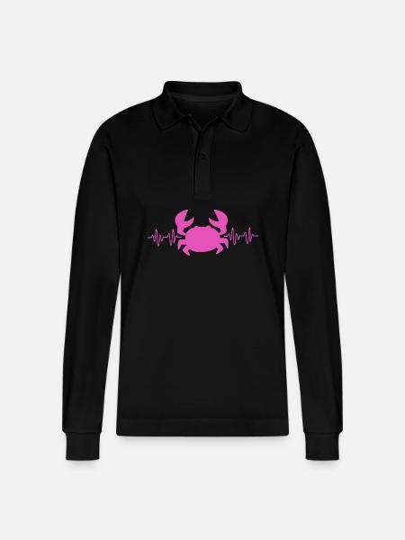 Crab - Stanley/Stella Organic Unisex Long-Sleeved Polo Shirt Prepster - black