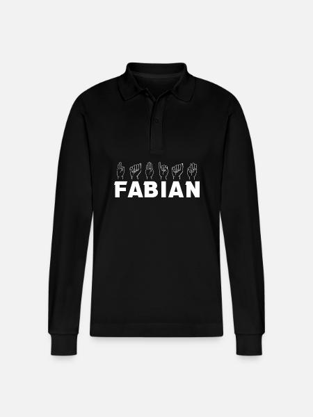 Sign language Fabian - Stanley/Stella Organic Unisex Long-Sleeved Polo Shirt Prepster - black