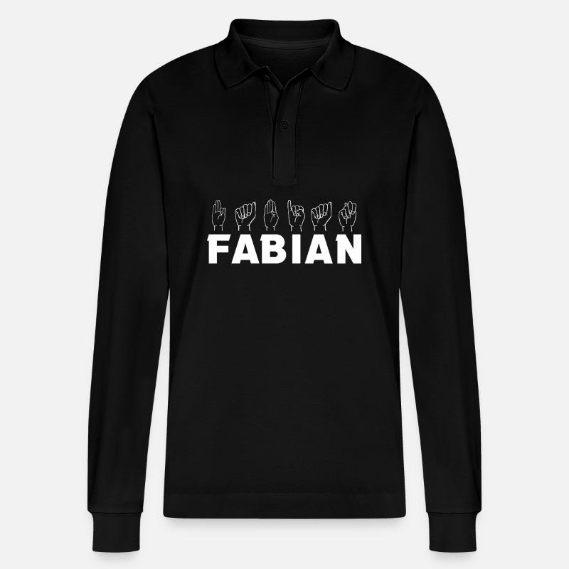 Gebärdensprache Fabian - Stanley/Stella Unisex Bio-Langarm-Poloshirt Prepster - Schwarz