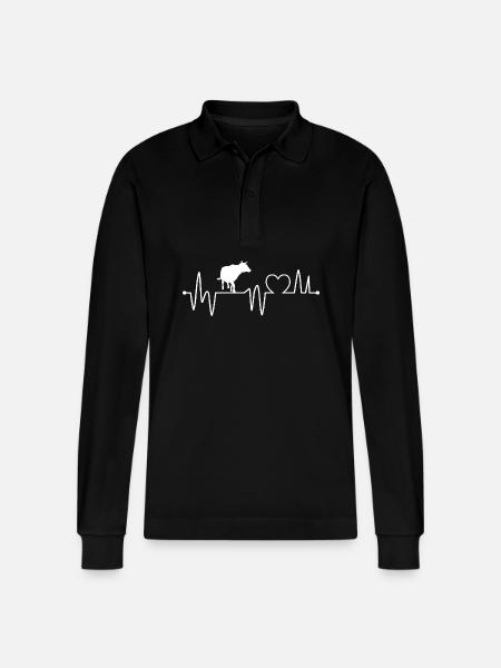 Buffalo Beef Heartbeat Oxen - Stanley/Stella Organic Unisex Long-Sleeved Polo Shirt Prepster - black