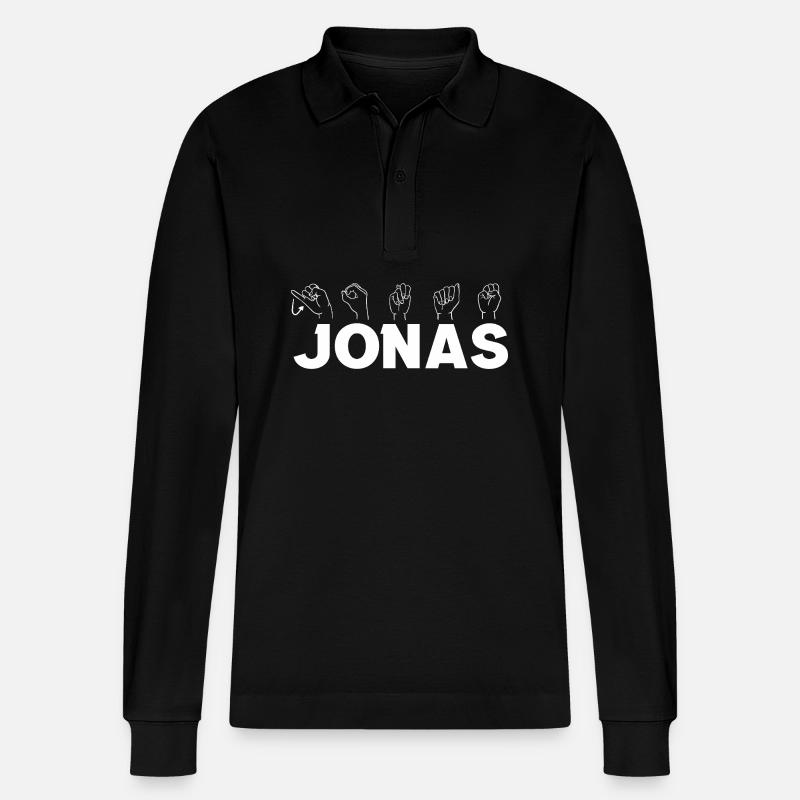 Gebärdensprache Jonas - Stanley/Stella Unisex Bio-Langarm-Poloshirt Prepster - Schwarz
