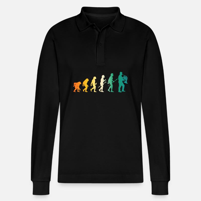 Hornist Evolution Waldhorn - Stanley/Stella Unisex Bio-Langarm-Poloshirt Prepster - Schwarz