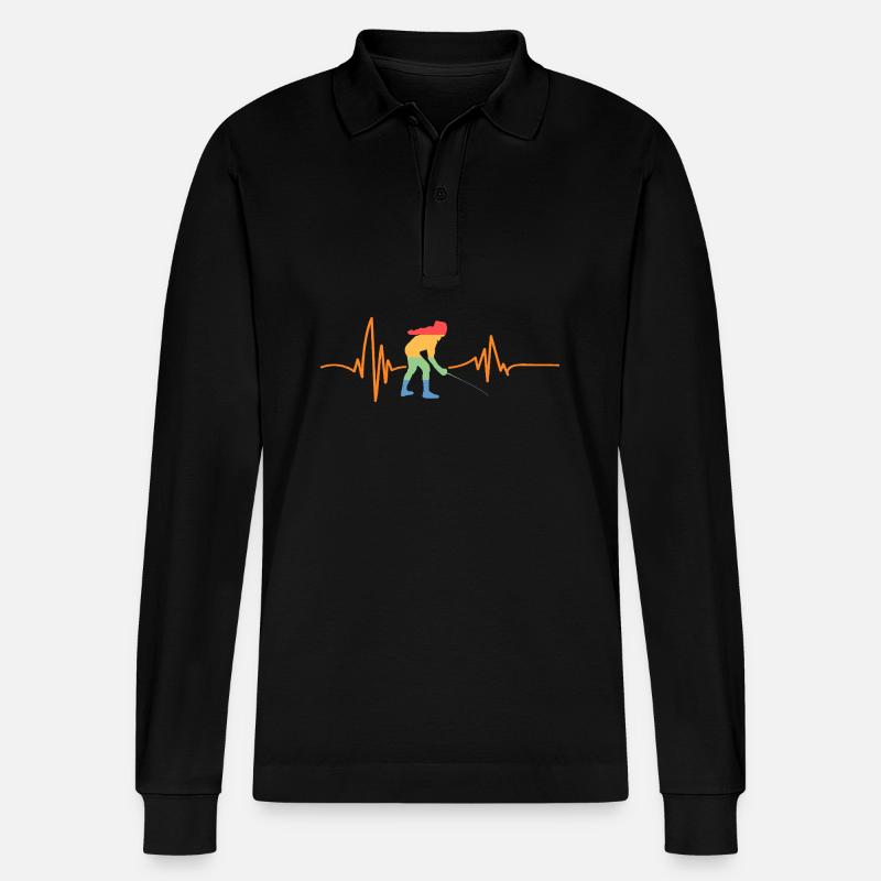 Fechter Herzschlag Fechten - Stanley/Stella Unisex Bio-Langarm-Poloshirt Prepster - Schwarz