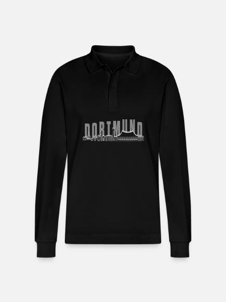 Dortmund Skyline - Stanley/Stella Organic Unisex Long-Sleeved Polo Shirt Prepster - black