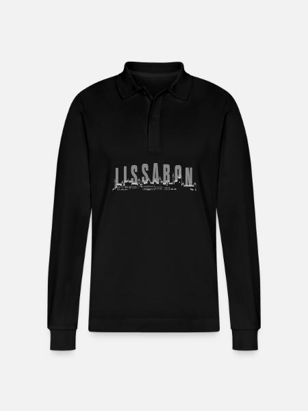 Lisbon Skyline - Stanley/Stella Organic Unisex Long-Sleeved Polo Shirt Prepster - black
