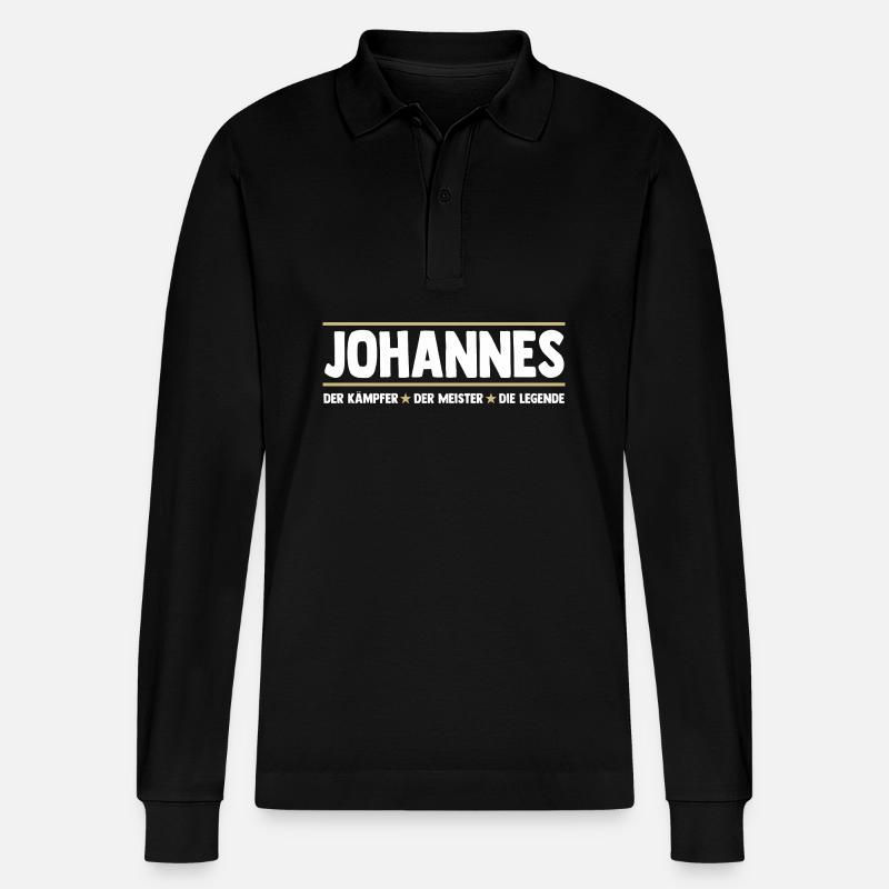 Johannes - Stanley/Stella Unisex Bio-Langarm-Poloshirt Prepster - Schwarz