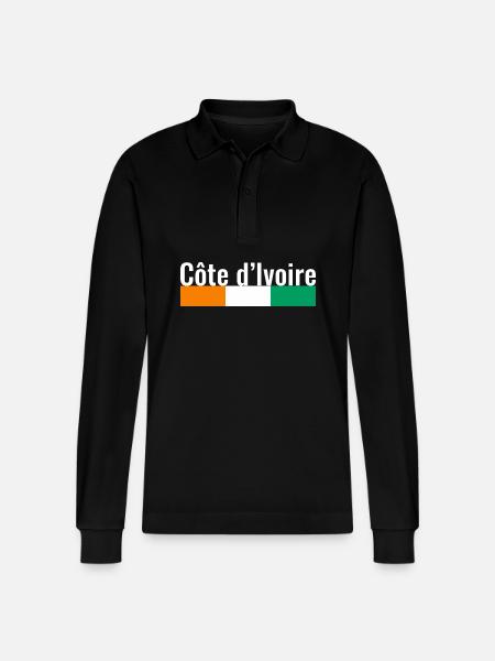 Côte d'Ivoire Côte d'Ivoire Ivorian Flag - Stanley/Stella Organic Unisex Long-Sleeved Polo Shirt Prepster - black
