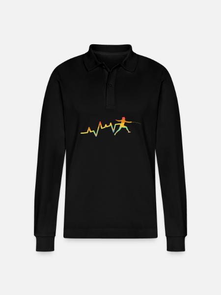 Fencing Heartbeat Fencing - Stanley/Stella Organic Unisex Long-Sleeved Polo Shirt Prepster - black