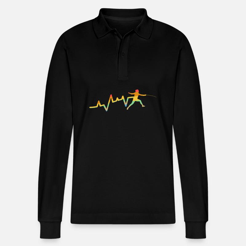 Fechter Herzschlag Fechten - Stanley/Stella Unisex Bio-Langarm-Poloshirt Prepster - Schwarz