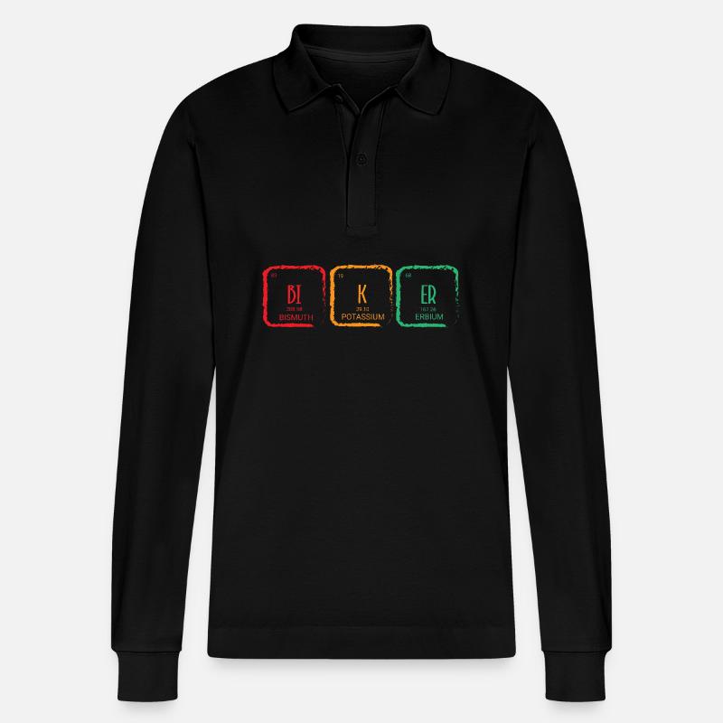 Periodic table - Stanley/Stella Organic Unisex Long-Sleeved Polo Shirt Prepster - black