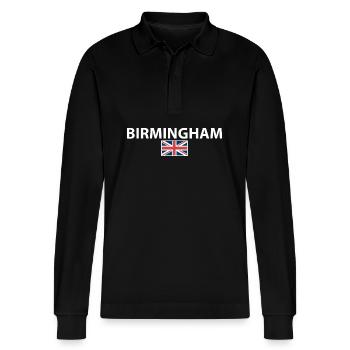 Birmingham Grande-Bretagne Drapeau britannique - Polo à manches longues bio PREPSTER Stanley/Stella Unisexe - noir - Devant - Anna (173cm) & Nico (186cm)