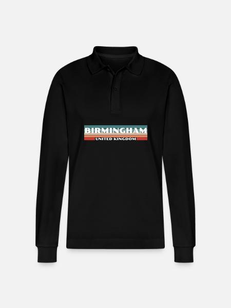 Birmingham UK British British - Stanley/Stella Organic Unisex Long-Sleeved Polo Shirt Prepster - black