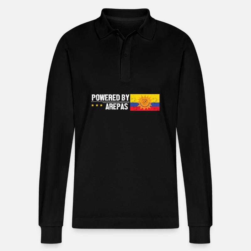 Kolumbien - Stanley/Stella Unisex Bio-Langarm-Poloshirt Prepster - Schwarz