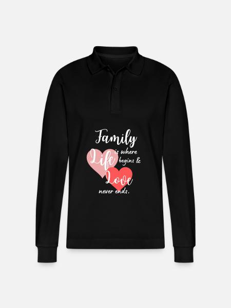 Family Saying Love Life Design - Stanley/Stella Organic Unisex Long-Sleeved Polo Shirt Prepster - black