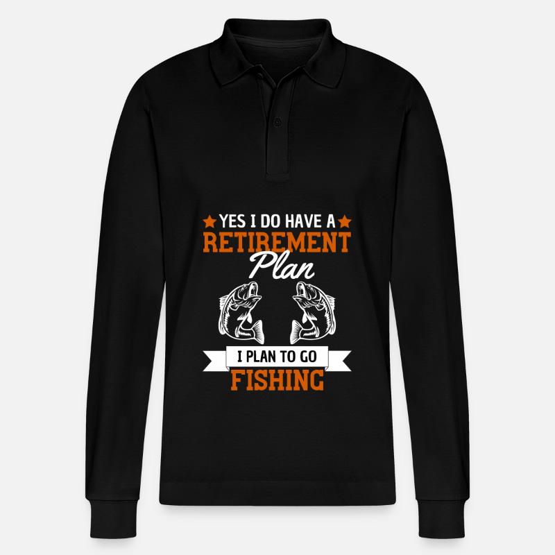 Lustiger Rente Angler Spruch Ruhestand - Stanley/Stella Unisex Bio-Langarm-Poloshirt Prepster - Schwarz