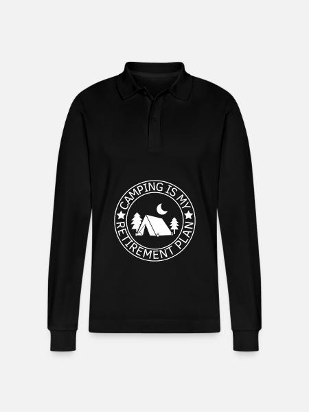 Camping er min pensionsplan Camping - Stanley/Stella Prepster økologisk unisex langærmet poloshirt - sort