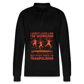 Trampoline - Stanley/Stella Organic Unisex Long-Sleeved Polo Shirt Prepster - black - Front - Anna (173cm) & Nico (186cm)