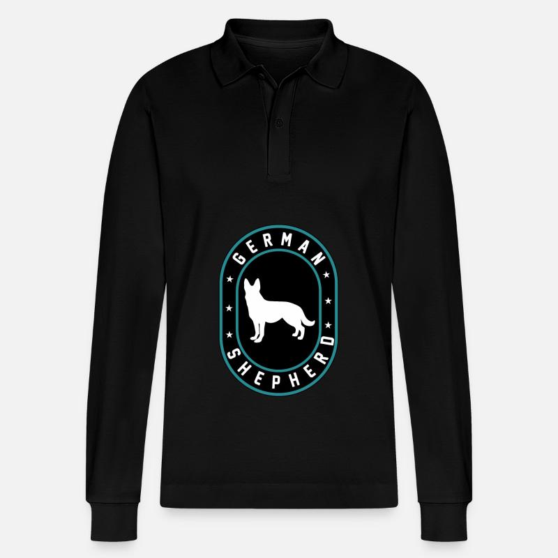 Deutscher Schäferhund - Stanley/Stella Unisex Bio-Langarm-Poloshirt Prepster - Schwarz
