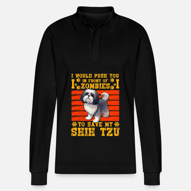 Shih Tzu - Stanley/Stella Unisex Bio-Langarm-Poloshirt Prepster - Schwarz