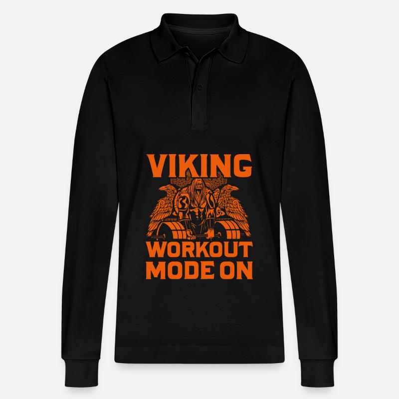 Viking Workout Modus Ein - Stanley/Stella Unisex Bio-Langarm-Poloshirt Prepster - Schwarz