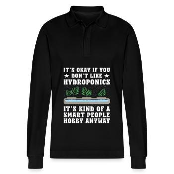 Hydroponics - Stanley/Stella Organic Unisex Long-Sleeved Polo Shirt Prepster - black - Front - Anna (173cm) & Nico (186cm)