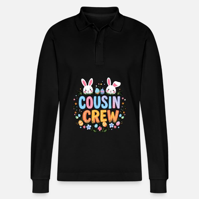 Cousine Crew - Stanley/Stella Unisex Bio-Langarm-Poloshirt Prepster - Schwarz