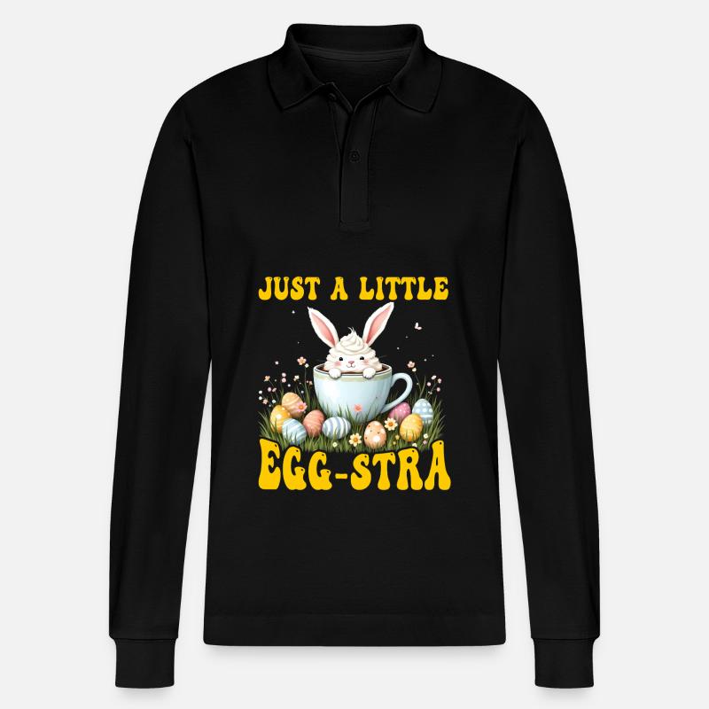 Juste un petit Egg-stra - Polo à manches longues bio PREPSTER Stanley/Stella Unisexe - noir