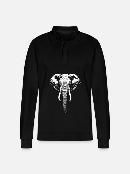 Elefant - Großwild, Stoßzahn, Elfenbein - Stanley/Stella Unisex Bio-Langarm-Poloshirt Prepster - Schwarz