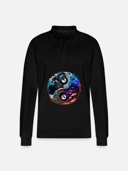 Yin Yang - Stanley/Stella Unisex Bio-Langarm-Poloshirt Prepster - Schwarz