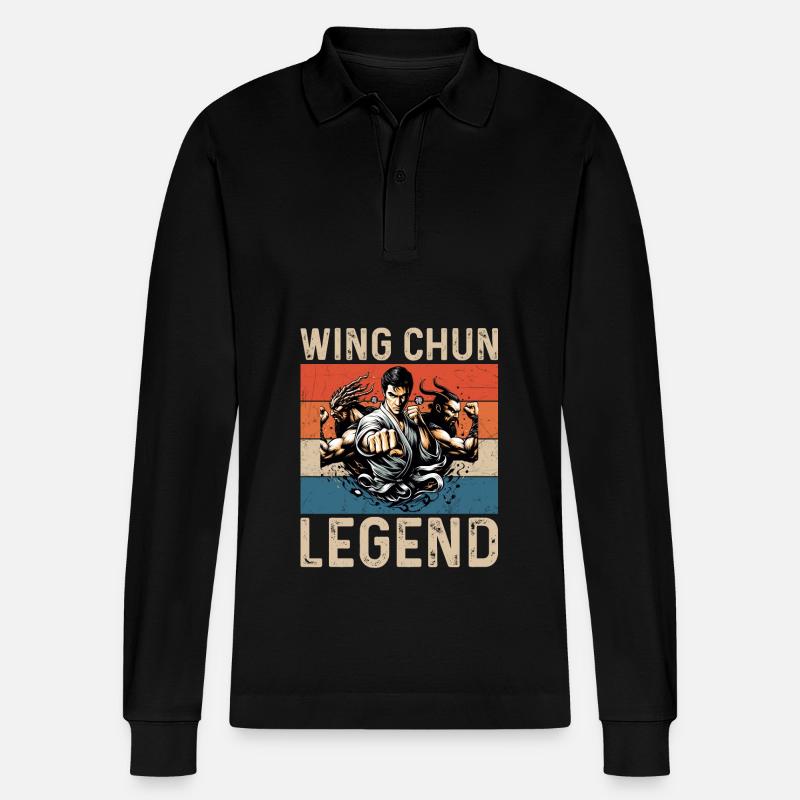 Légende du Wing Chun - Polo à manches longues bio PREPSTER Stanley/Stella Unisexe - noir