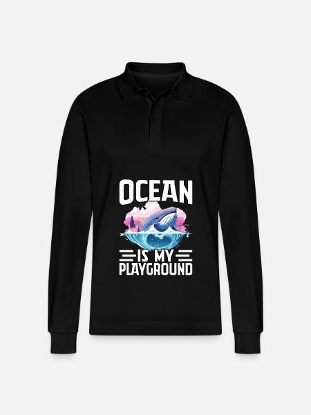 Ocean is my playground - Stanley/Stella Organic Unisex Long-Sleeved Polo Shirt Prepster - black