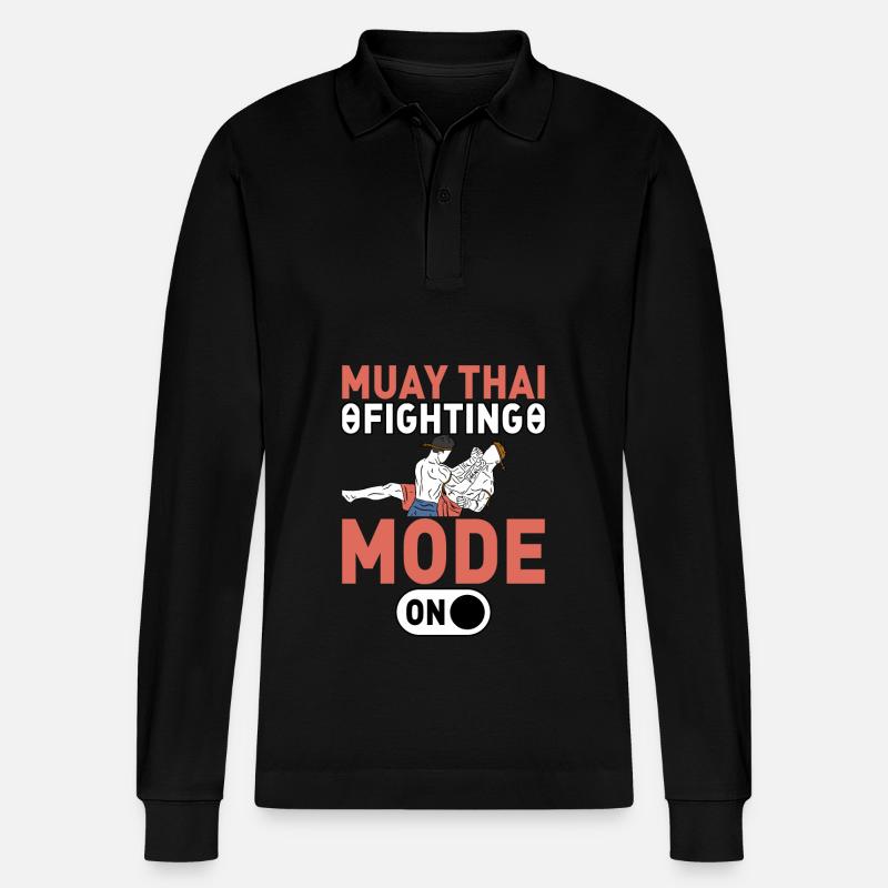Muay Thai Kampfmodus an - Stanley/Stella Unisex Bio-Langarm-Poloshirt Prepster - Schwarz