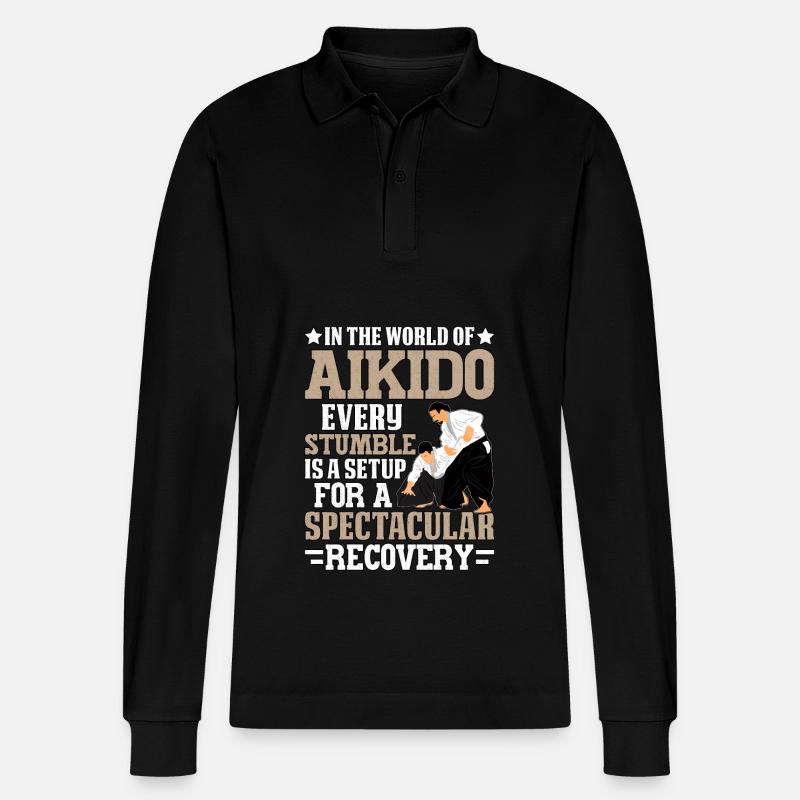 Aikido - Stanley/Stella Unisex Bio-Langarm-Poloshirt Prepster - Schwarz