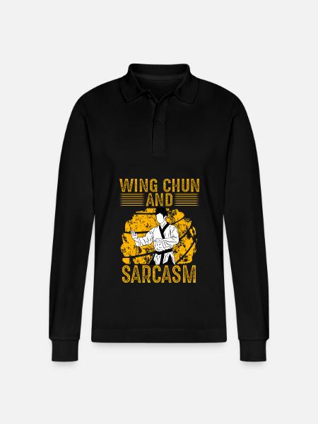 Wing Chun and Sarcasm - Stanley/Stella Organic Unisex Long-Sleeved Polo Shirt Prepster - black