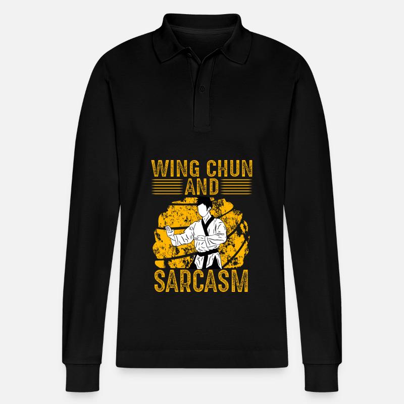 Wing Chun und Sarkasmus - Stanley/Stella Unisex Bio-Langarm-Poloshirt Prepster - Schwarz