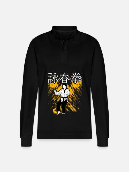 Wing Chun - Stanley/Stella Organic Unisex Long-Sleeved Polo Shirt Prepster - black
