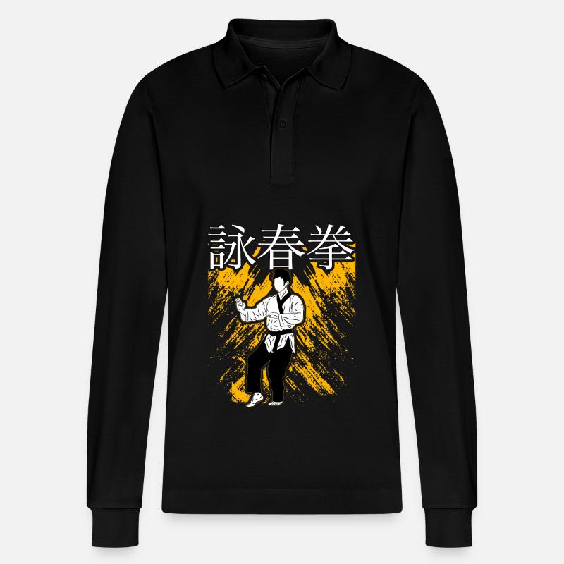 Wing Chun - Stanley/Stella Unisex Bio-Langarm-Poloshirt Prepster - Schwarz