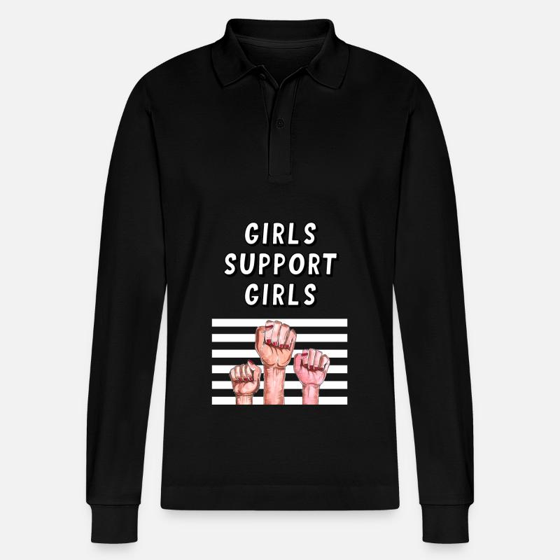 Mädchen unterstützen Mädchen - Stanley/Stella Unisex Bio-Langarm-Poloshirt Prepster - Schwarz